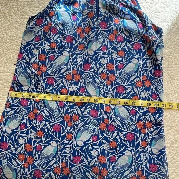 Old Navy Dress Long Women Small Bird Floral Print Blue Sleeveless Lined Cottage - Picture 8 of 17